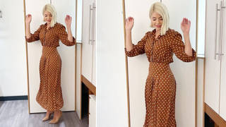 Holly Willoughby is wearing a polkadot dress