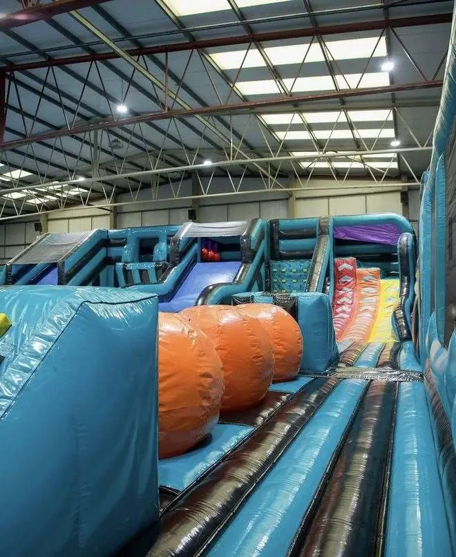 The park features a number of inflatable slides