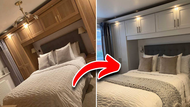 The DIY-mad couple transformed their bedroom cupboards for just £60