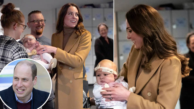 Kate Middleton looked taken with little Anastasia as she returned to Royal duties with Prince William