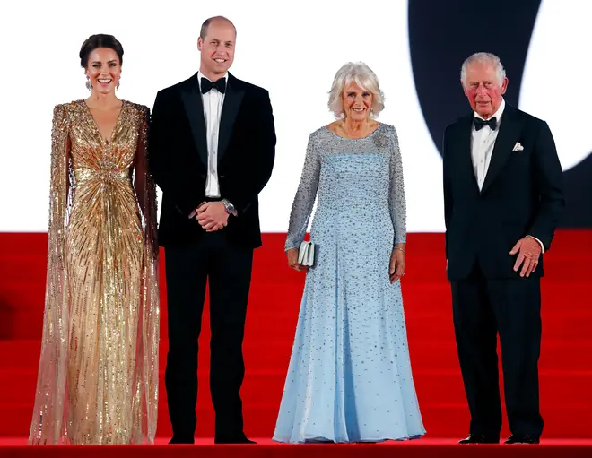 Prince William and Kate Middleton attend the James Bond premiere alongside King Charles III and Camilla Queen Consort