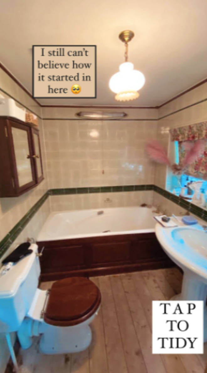 Stacey Solomon shared a before photo of her bathroom