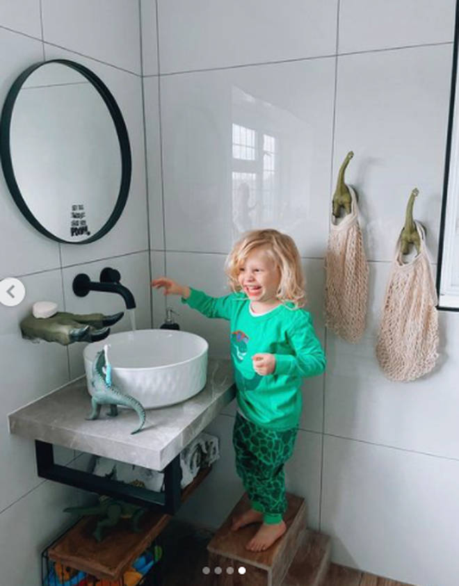 Stacey Solomon's son Rex is over the moon with his new bathroom