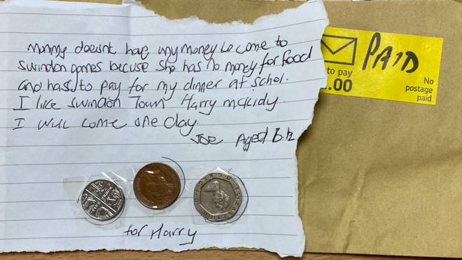 The little boy added 26 pence to the letter, which he said was for his favourite player Harry McKirdy