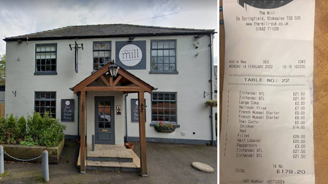 The owners of The Mill, in Stokesley, North Yorkshire, shared the receipt on Facebook