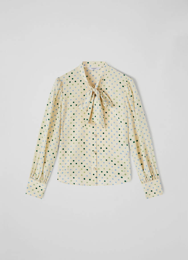 Holly Willoughby is wearing a silk blouse from LK Bennett