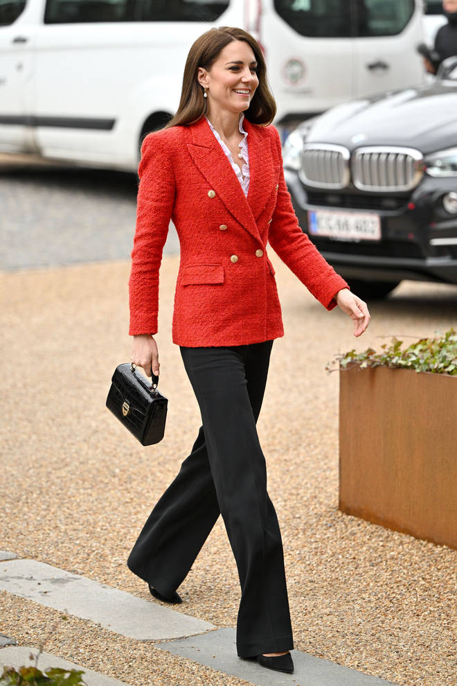 The Duchess of Cambridge wore her red tweed blazer from Zara
