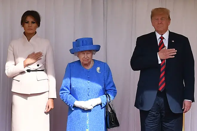 The Queen pictured with President Trump and First Lady Melania