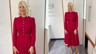 Holly Willoughby is wearing a red dress from Beulah London