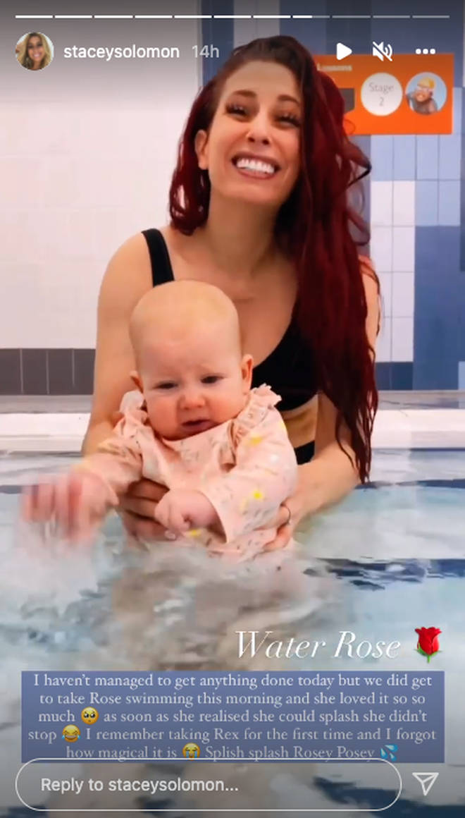 Stacey Solomon has shared photos from her swimming lesson with Rose