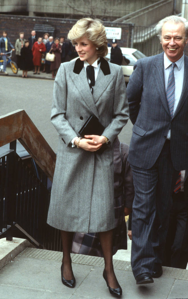 Kate Middleton's Catherine Walker coat has the same black lapel details as Princess Diana's Jan Van Velden coat