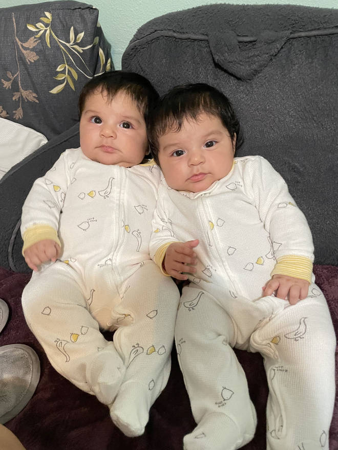 The babies look similar, but they are not twins