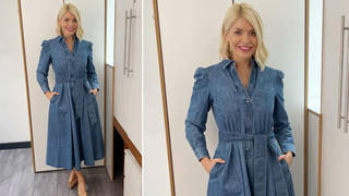 Holly Willoughby is wearing a denim shirt dress