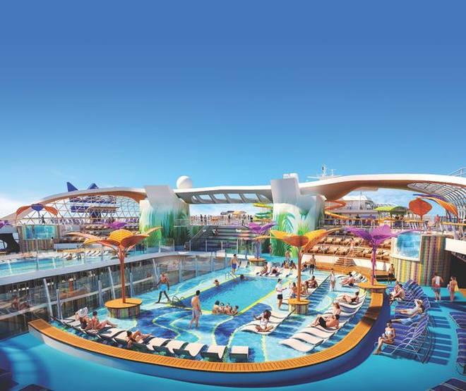 The incredible cruise has a huge water park on board