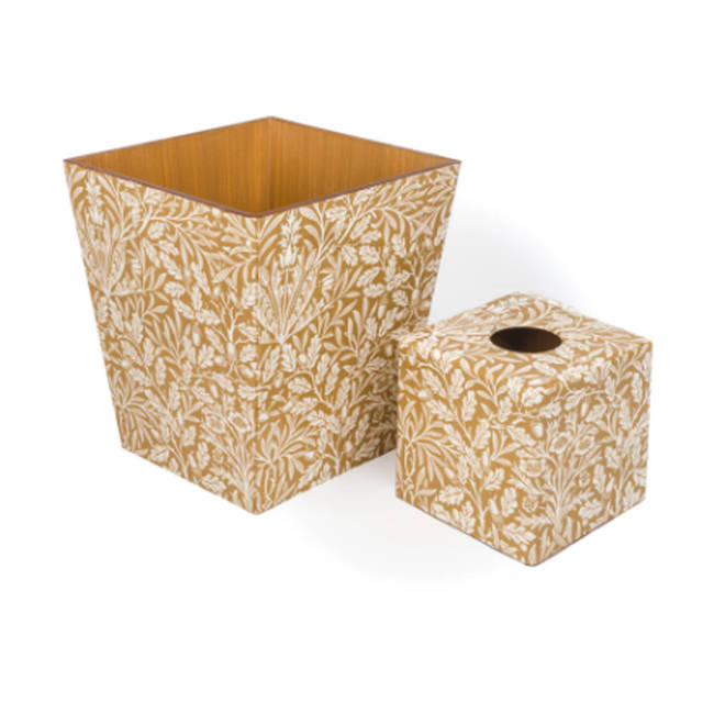 Gold Acorn Tissue Box and Bin Set