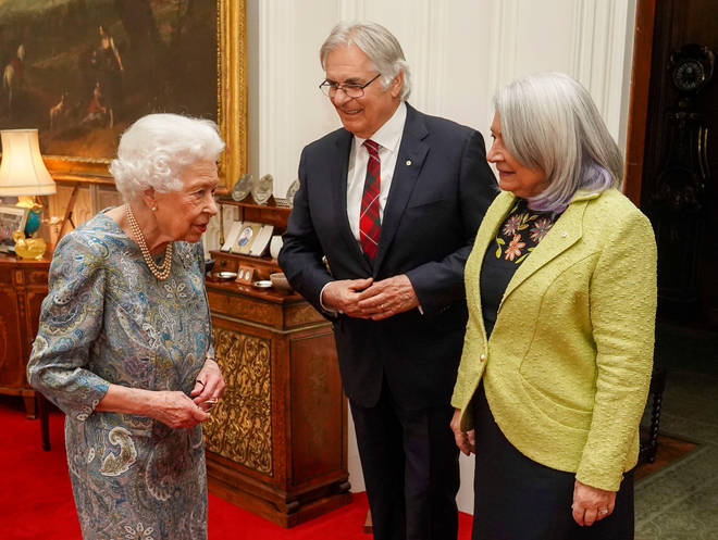 The Queen welcomed Governor-General of Canada, Her Excellency the Right Honourable Mary Simon, and Mr. Whit Fraser to Windsor Castle for tea