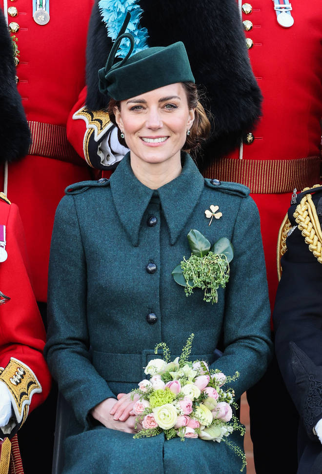 The Duchess of Cambridge dressed in a festive green ensemble