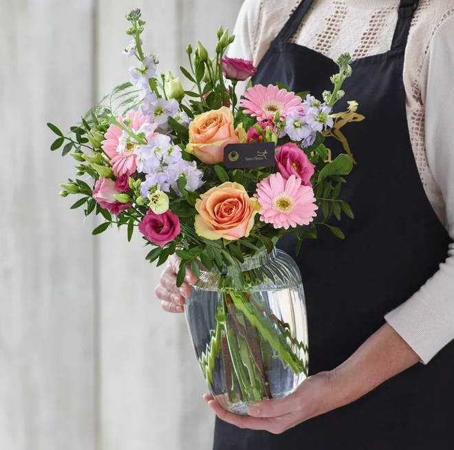 This Mother's Day bouquet and vase are available for next-day delivery with Interflora
