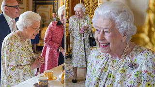 The Queen was beaming during the engagement which was held at Windsor Castle