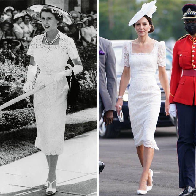The Queen wore this white dress to a Garden Party in 1954