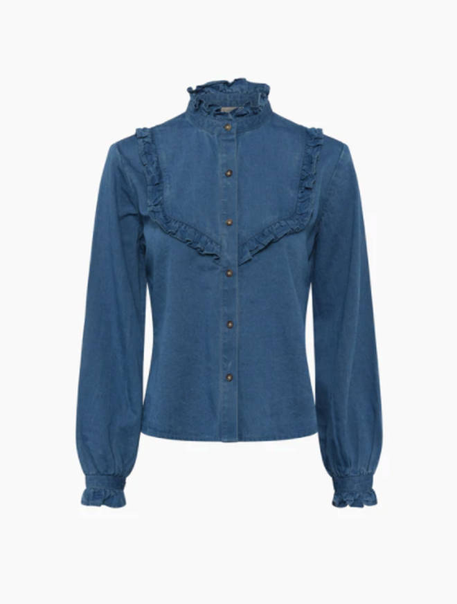 Holly Willoughby wears a denim blouse