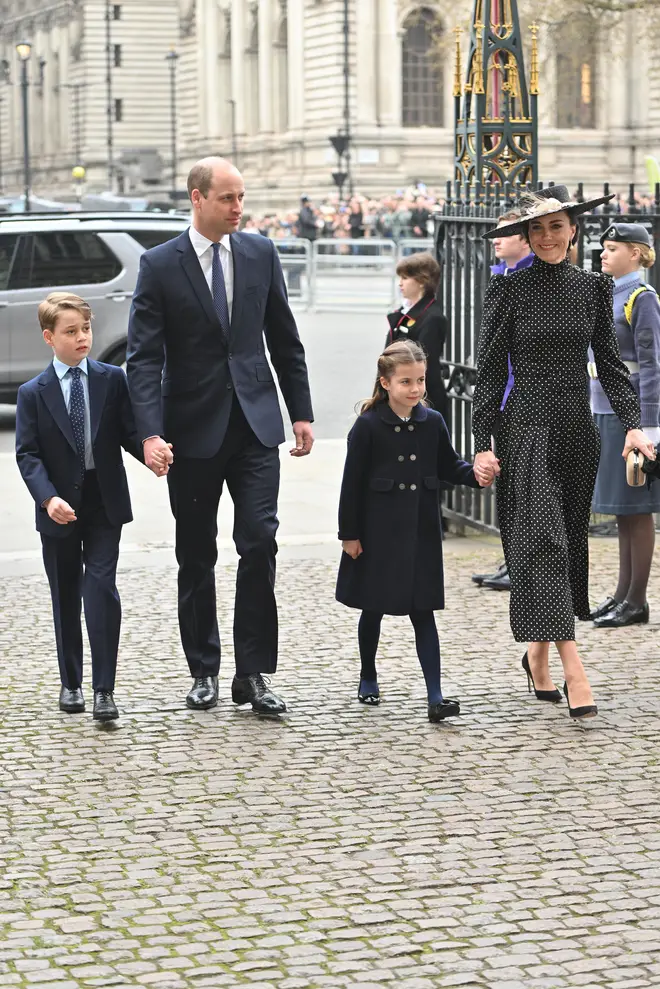 Prince William and Kate Middleton bought their two eldest children to the service, Prince George and Princess Charlotte