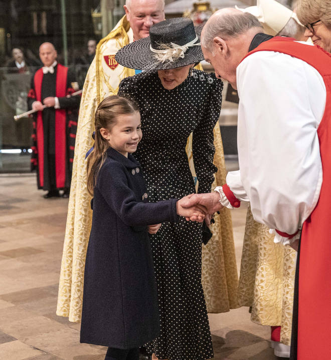 Kate Middleton helped guide Princess Charlotte through the event