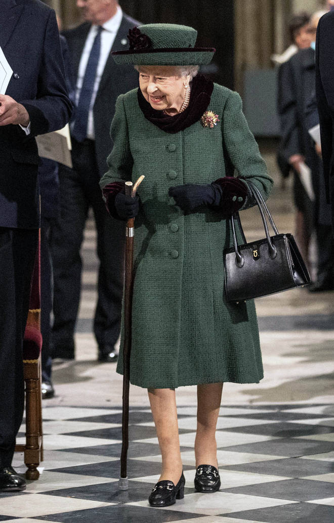 The Queen dressed in Prince Philip's livery colour of Edinburgh Green for the memorial service