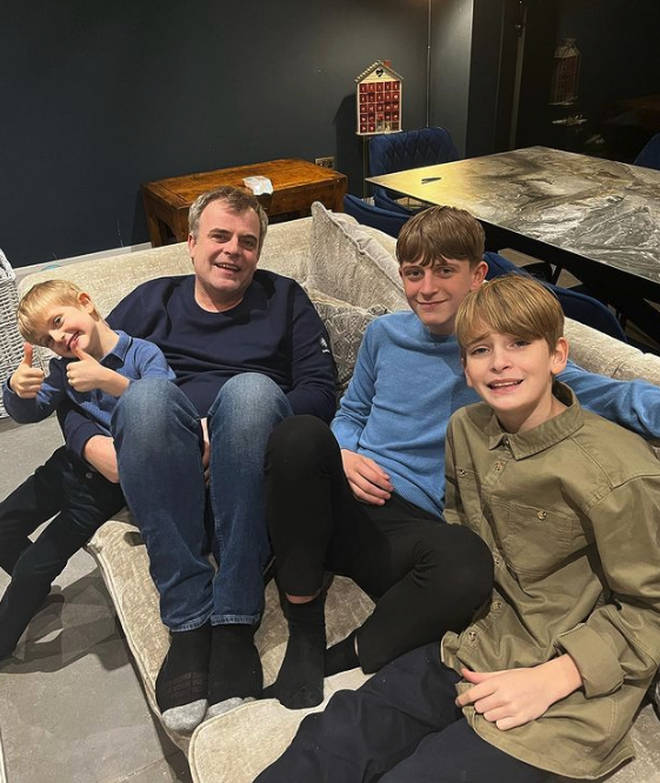 Simon Gregson and his three sons