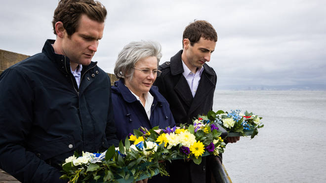 Mark and Anthony threw a wreath into the sea in memory of their dad