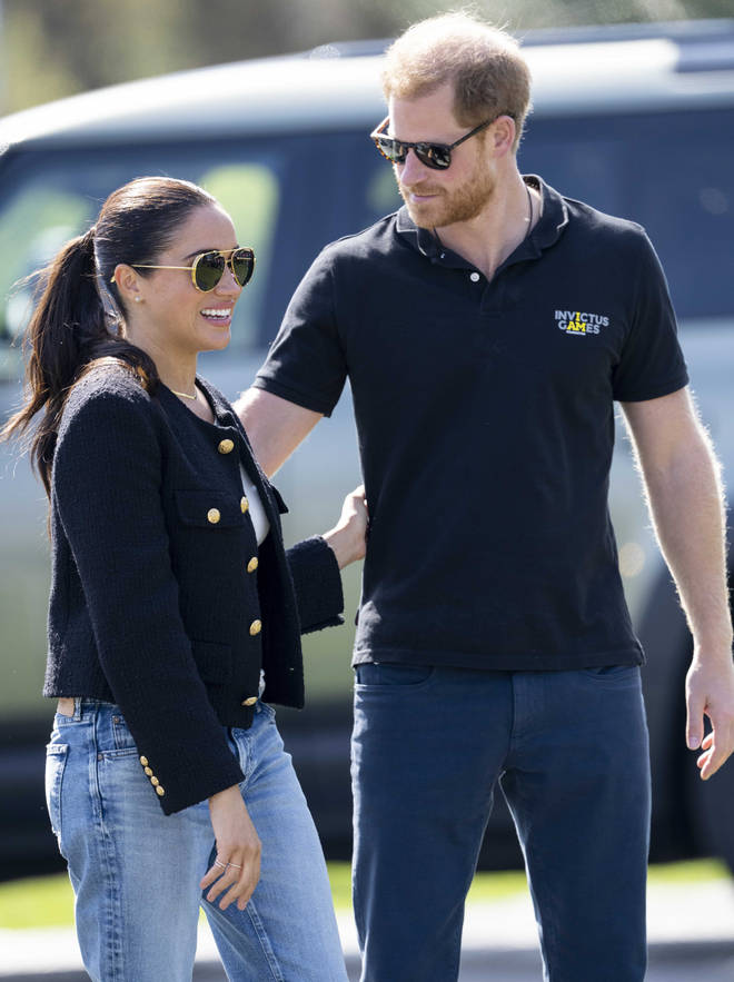 The Duke and Duchess of Sussex stopped in England on their way to the Invictus Games in the Netherlands