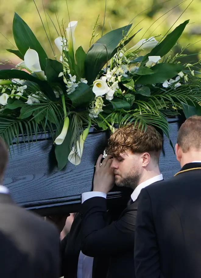 Jay McGuiness looked sombre as he carried Tom Parker's coffin with the rest of The Wanted bandmates