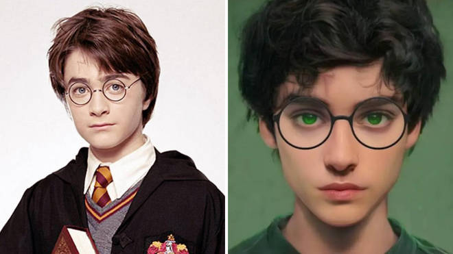 In the books, Harry Potter's bright green eyes are often mentioned