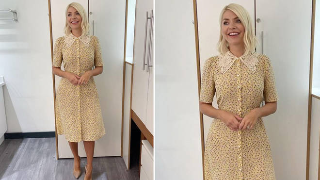 Holly Willoughby is wearing a yellow dress on This Morning