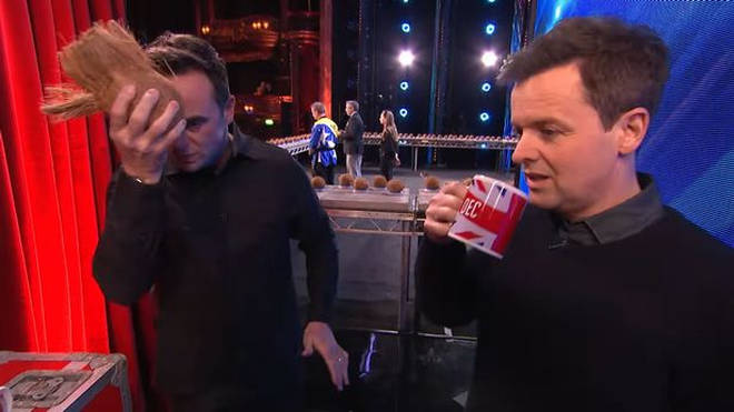 Ant tapped his head with a coconut backstage at BGT