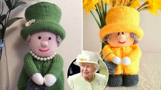 The Queen has been made into knitted dolls