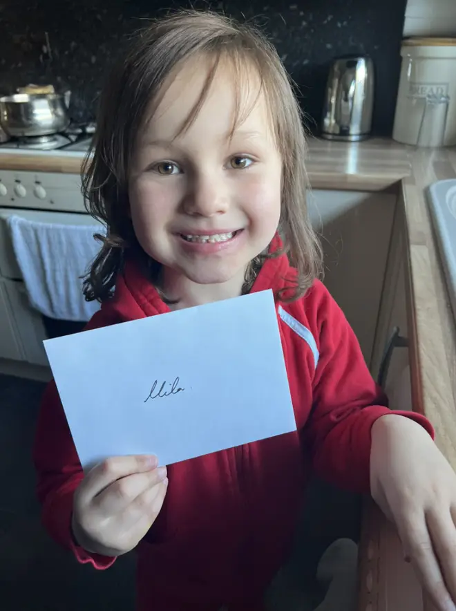 Mila Sneddon looked ecstatic with her handwritten letter from her 'best friend' Kate Middleton