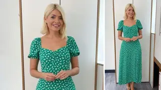 Holly Willoughby is wearing a green midi dress