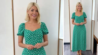 Holly Willoughby is wearing a green midi dress
