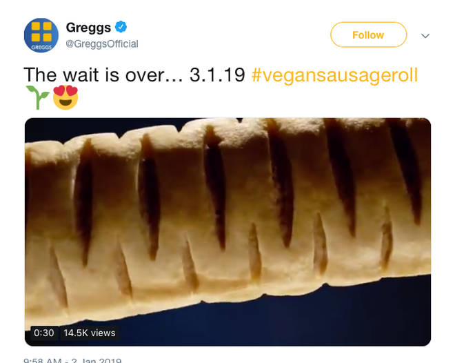 The vegan sausage roll will launch in stores across the UK tomorrow