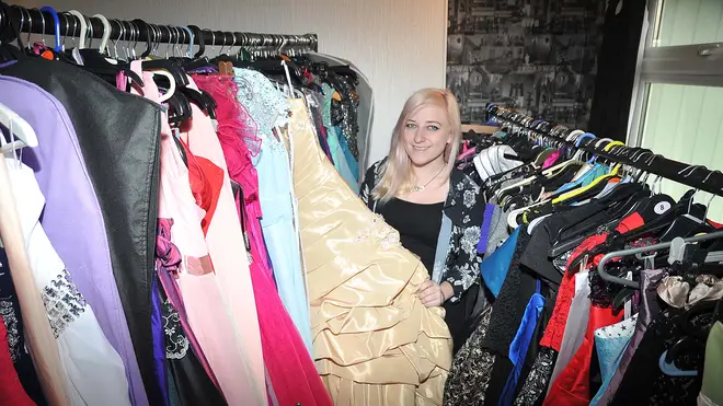 Ally Elouise with some of the dresses she loans to teenagers