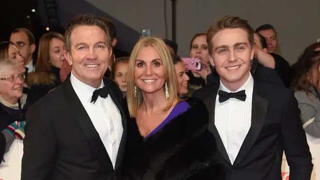 Bradley Walsh on the red carpet with wife Donna and son Barney