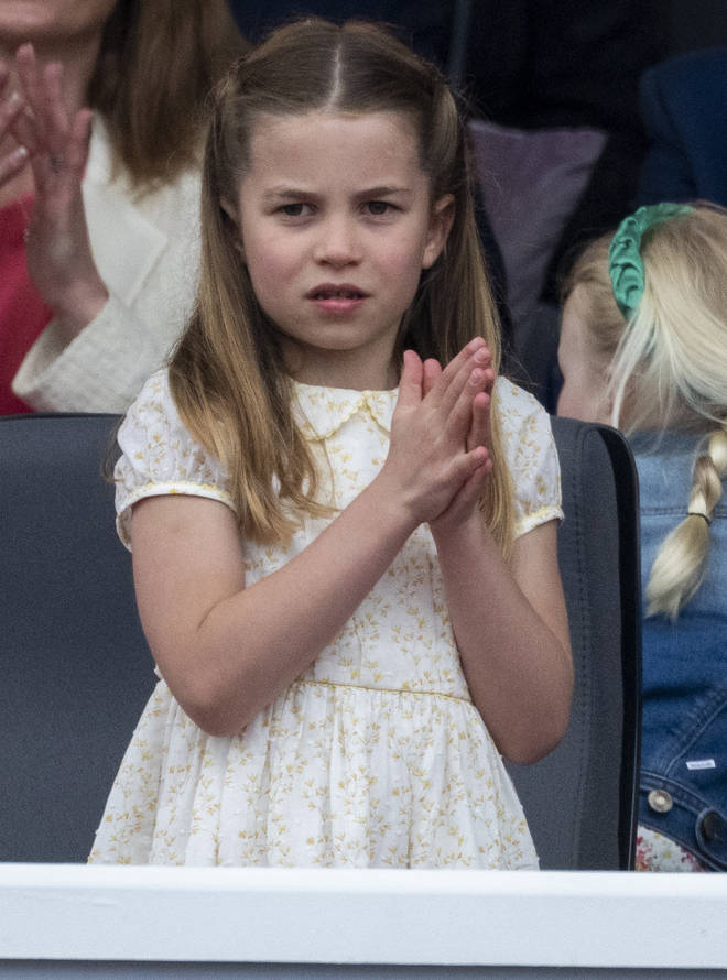 Princess Charlotte joined her brothers Prince George and Prince Louis in the royal box for the Platinum Pageant