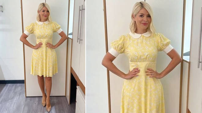 Holly Willoughby is wearing a yellow dress on This Morning