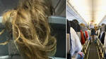 A woman draped her hair down the back of her seat