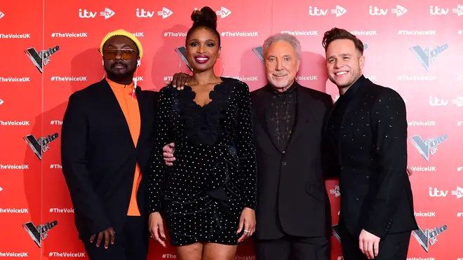 Jennifer Hudson with fellow Voice judges will.i.am, Tom Jones and Olly Murs