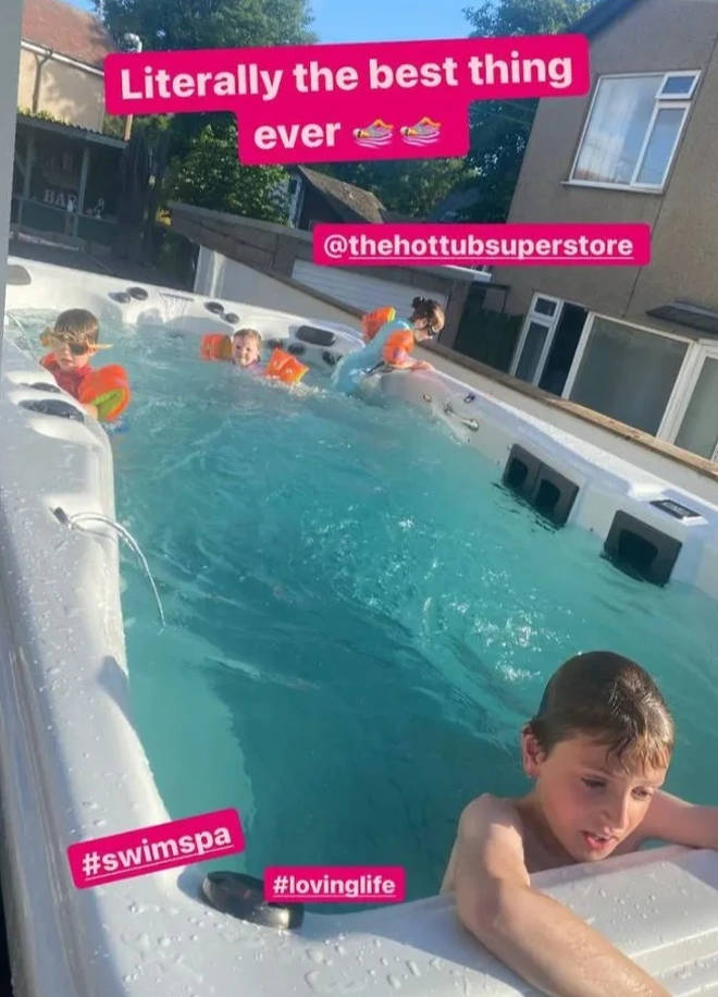 She posted a photo of her kids enjoying the hot tub