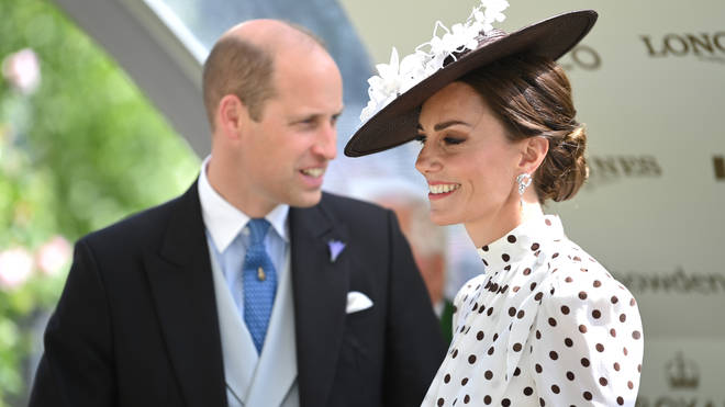 The Duchess of Cambridge wore pearl and diamond earrings which once belonged to Princess Diana