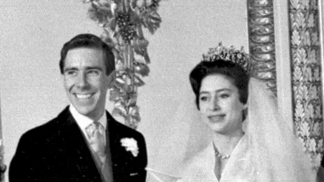 Anthony Armstrong-Jones and Princess Margaret pictured on their wedding day in 1960