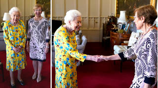 The Queen looked on top form as she received guests at Windsor Castle